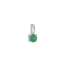Round Cut Charm (Dainty) in 925 Sterling Silver with Emerald