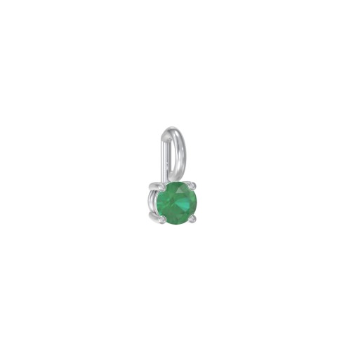 Round Cut Charm (Dainty) – Sterling Silver with Emerald