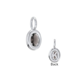 Oval Frame Stone Charm With Back Initial