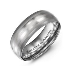 Men's Triple Stripe Polished & Satin Tungsten Ring