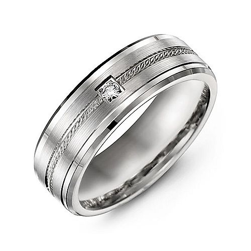 Men's Rope & Beveled Ring with Gemstone