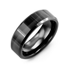 Men's Polished & Beveled Black Ceramic Ring