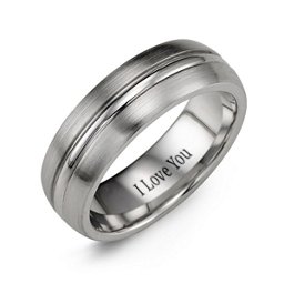 Men's Brushed Cobalt Ring with Polished Band