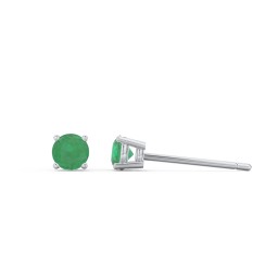 Kids Classic Birthstone Stud Earrings in 925 Sterling Silver with Emerald