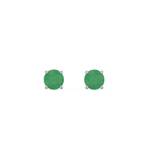 Kids Classic Birthstone Stud Earrings – Sterling Silver with Emerald
