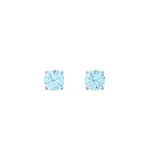Kids Classic Birthstone Stud Earrings – Sterling Silver with Blue Topaz