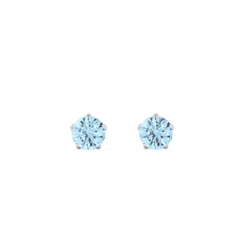 Kids 5 Prong Birthstone Stud Earrings – Sterling Silver with Blue Topaz