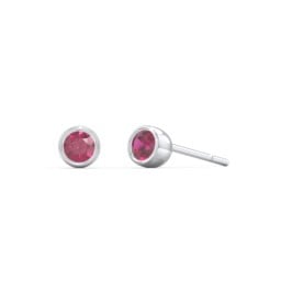 Kids Bezel Set Birthstone Stud Earrings