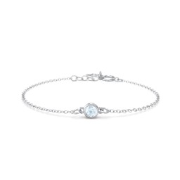 Kids and Baby Bezel Set Birthstone Bracelet in 925 Sterling Silver with Aquamarine
