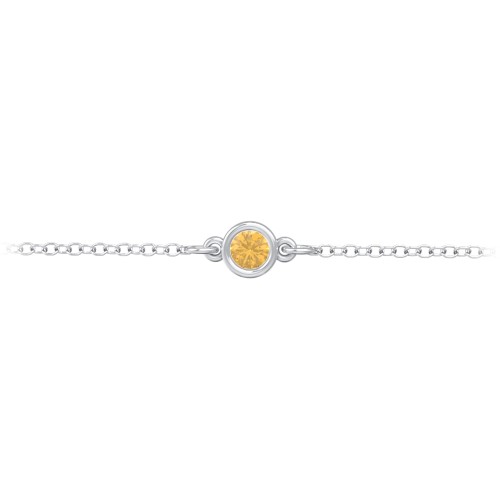 Kids and Baby Bezel Set Birthstone Bracelet – Sterling Silver with Citrine