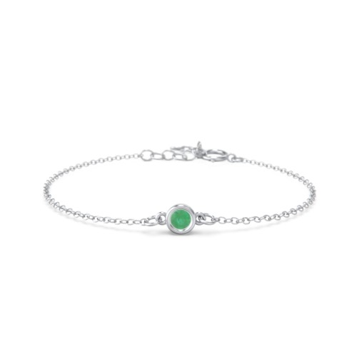 Kids and Baby Bezel Set Birthstone Bracelet – Sterling Silver with Emerald