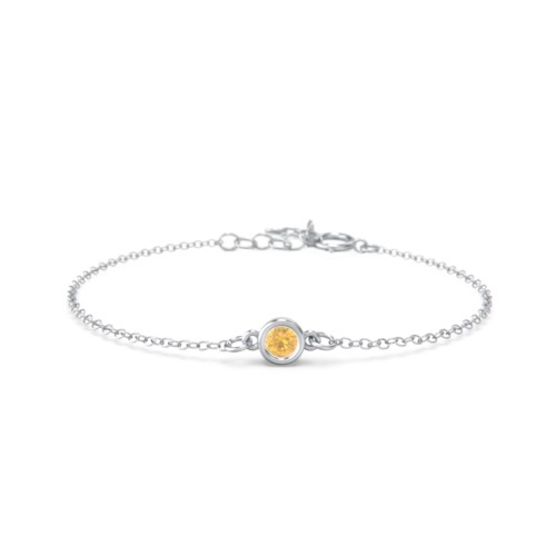 Kids and Baby Bezel Set Birthstone Bracelet – Sterling Silver with Citrine