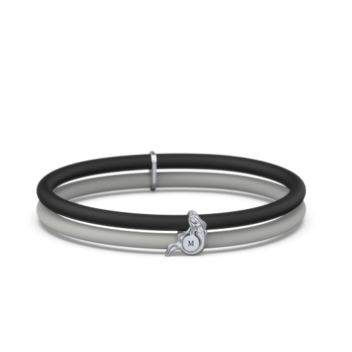 Engravable Mermaid Charm Silicone Bracelet Set - Double Style