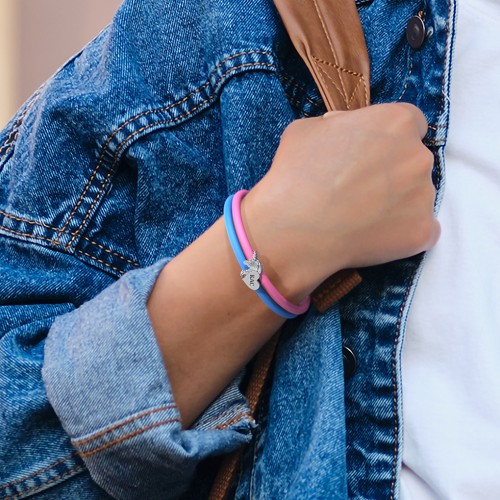 Engravable Unicorn Charm Silicone Bracelet Set - Double Style