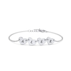 Kids and Baby Engravable 4 Hearts Bracelet – Sterling Silver