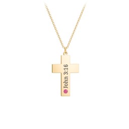 Kids Engravable Birthstone Cross Necklace