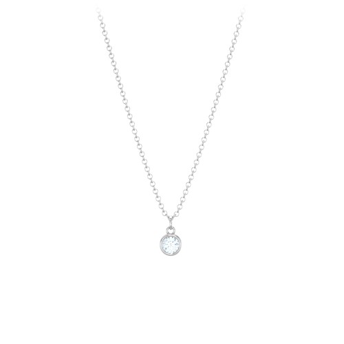Kids Birthstone Charm Necklace with 1 Stone – Sterling Silver with Aquamarine