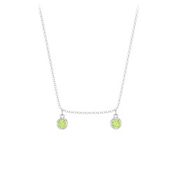 Kids Birthstone Charm Necklace with 2 Stones in 925 Sterling Silver with Peridot