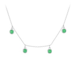 Kids Birthstone Charm Necklace with 4 Stones in 925 Sterling Silver with Emerald