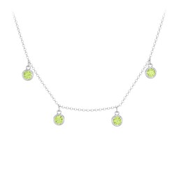 Kids Birthstone Charm Necklace with 4 Stones in 925 Sterling Silver with Peridot