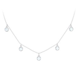 Kids Birthstone Charm Necklace with 5 Stones in 925 Sterling Silver with Aquamarine