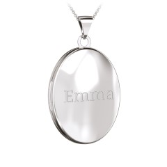Kids Engravable Oval Photo Locket Necklace