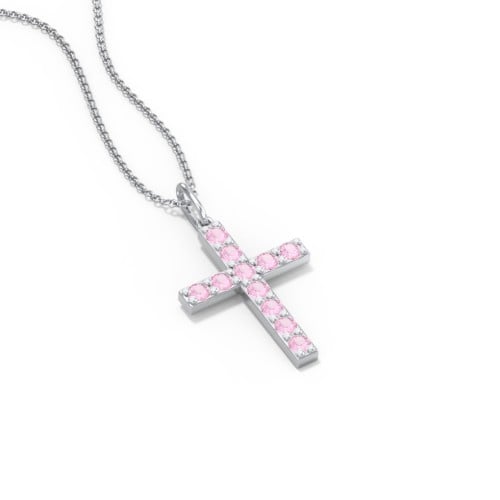 Kids Medium Gemstone Cross Pendant