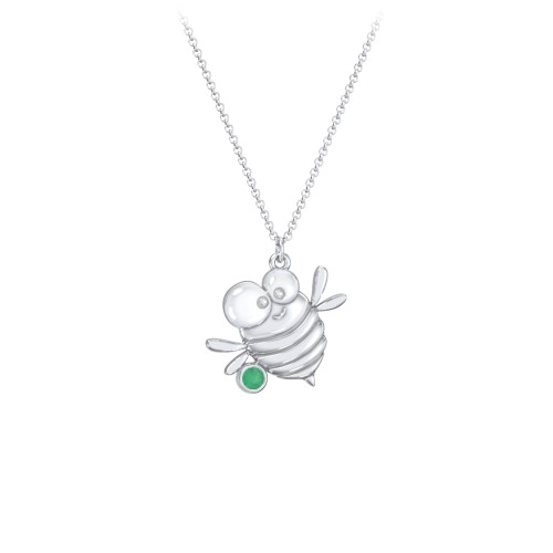Kids Bumble Bee Birthstone Critter Necklace – Sterling Silver with Emerald