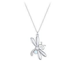 Kids Dragonfly Birthstone Critter Necklace in 925 Sterling Silver with Blue Topaz