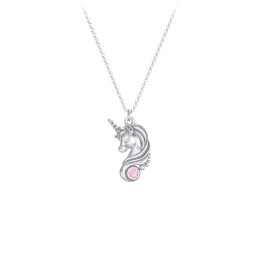 Kids Unicorn Pendant Necklace with Birthstone in 925 Sterling Silver with Pink Tourmaline