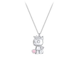 Baby Unicorn Birthstone Critter Necklace in 925 Sterling Silver with Pink Tourmaline