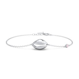 Coffee Bean Shell Bracelet with Bezel Set Gemstone