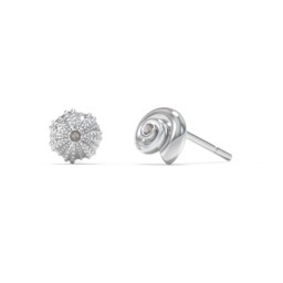 Ocean Collection Studs With Accent - Pair in 925 Sterling Silver with Smokey Quartz