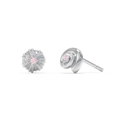 Ocean Collection Studs With Accent - Pair in 925 Sterling Silver with Pink Tourmaline