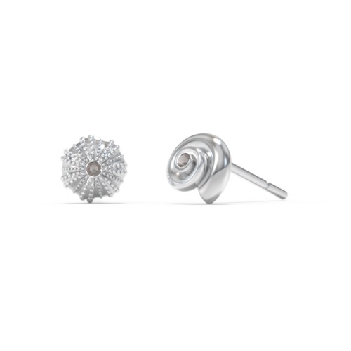 Ocean Collection Studs With Accent - Pair – Sterling Silver with Smokey Quartz