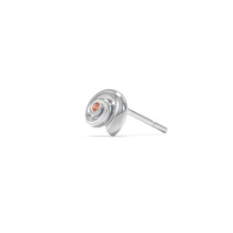 Ocean Collection Single Stud With Accent - Spiral Shell in 925 Sterling Silver with Garnet
