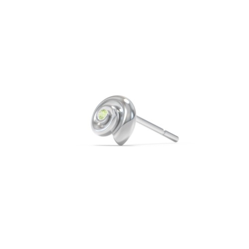 Ocean Collection Single Stud With Accent - Spiral Shell – Sterling Silver with Peridot