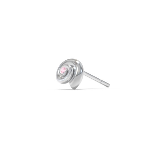 Ocean Collection Single Stud With Accent - Spiral Shell – Sterling Silver with Pink Tourmaline