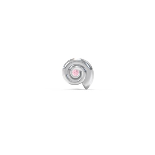 Ocean Collection Single Stud With Accent - Spiral Shell – Sterling Silver with Pink Tourmaline