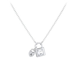 Lock and Engravable Heart Charm Necklace in 925 Sterling Silver