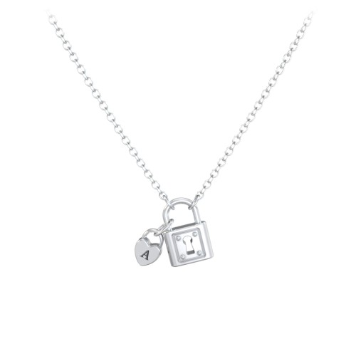 Lock and Engravable Heart Charm Necklace – Sterling Silver