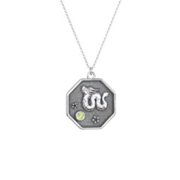 Year of the Dragon Engravable Zodiac Medallion Necklace in 925 Sterling Silver with Peridot