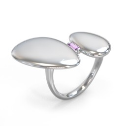 Pebble Statement Ring with Gemstone in 925 Sterling Silver with Amethyst