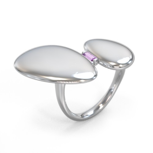 Pebble Statement Ring with Gemstone – Sterling Silver with Amethyst