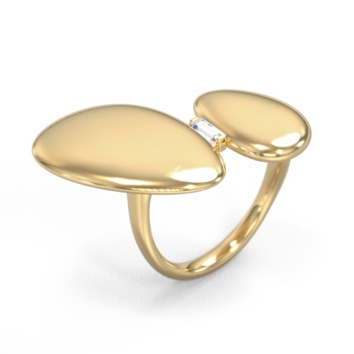 Pebble Statement Ring with Gemstone – Vermeil with Cubic Zirconia