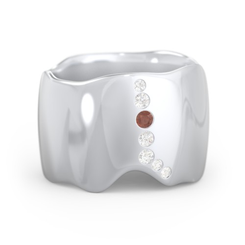 Molten Statement Ring – Sterling Silver with Garnet and Cubic Zirconia