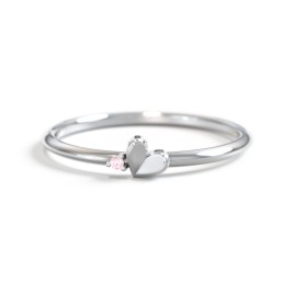 Dainty Folded Heart Ring with Accent in 925 Sterling Silver with Pink Tourmaline