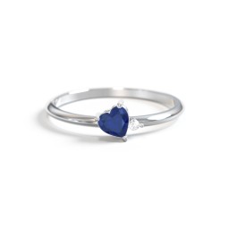 Dainty Diagonal Gemstone Heart Ring with Accent