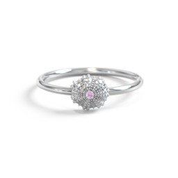 Sea Urchin Ring With Accent in 925 Sterling Silver with Amethyst