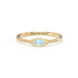 East-West Marquise Ring in 18K Gold Plated Silver with Blue Topaz